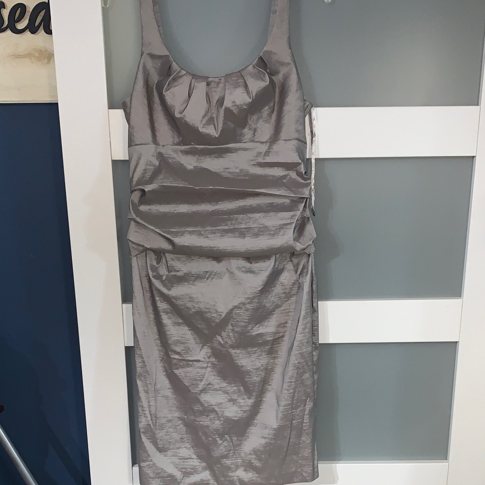 S.L. Fashions Shimmering Silver Midi Dress